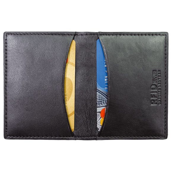 Mens Genuine Leather Bifold Credit Card Holder with RFID Blocking - Picture 1 of 6
